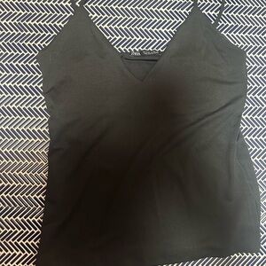 Zara Women's Black V-Neck Top